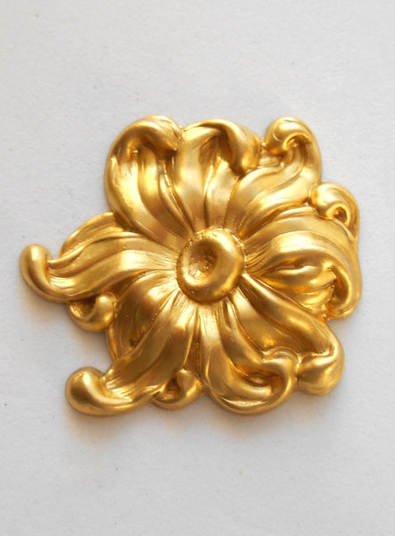 1 Large Raw Brass Flower Stamping, Charm, Pendant, Component, Connector, 44mm, made in the USA C1501