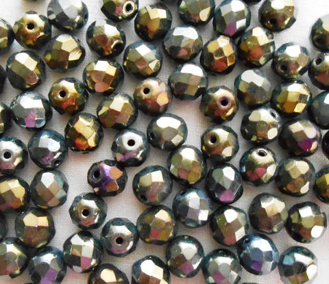 Lot of 25 8mm Brown Iris, faceted, round, firepolished glass beads, C2525 - Glorious Glass Beads