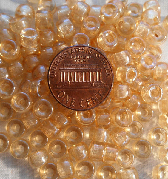 Fifty 6mm Czech Crystal Champagne glass pony roller beads, large hole crow beads, C1550 - Glorious Glass Beads