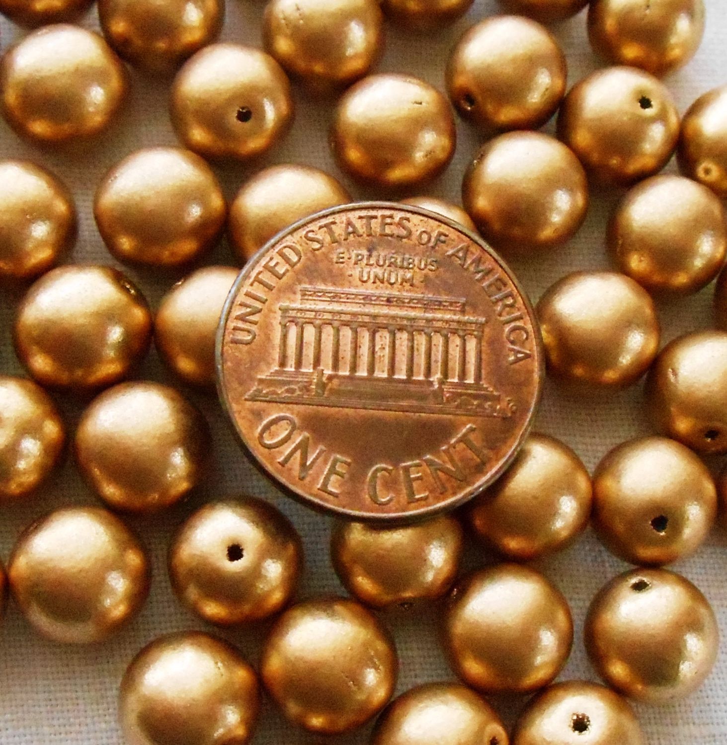 Lot of 25 8mm Czech Matte Metallic Gold smooth round glass druk beads C6525 - Glorious Glass Beads