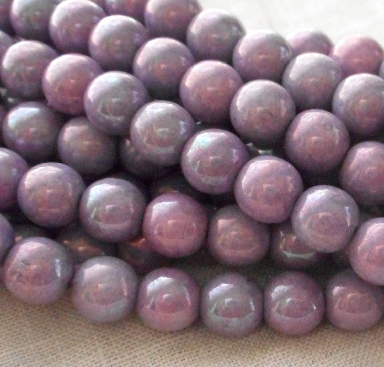Fifty 6 mm Czech glass Luster Opaque Light Purple, druk beads, C60150 - Glorious Glass Beads