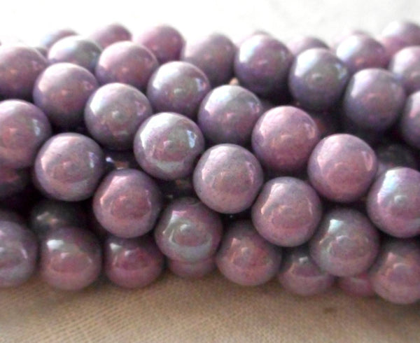 Fifty 6 mm Czech glass Luster Opaque Light Purple, druk beads, C60150 - Glorious Glass Beads