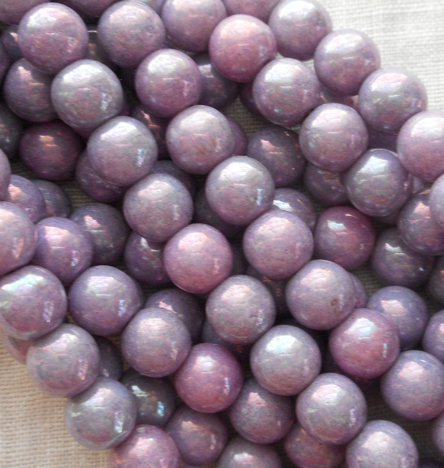 Fifty 6 mm Czech glass Luster Opaque Light Purple, druk beads, C60150 - Glorious Glass Beads