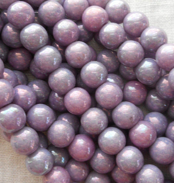 Fifty 6 mm Czech glass Luster Opaque Light Purple, druk beads, C60150 - Glorious Glass Beads