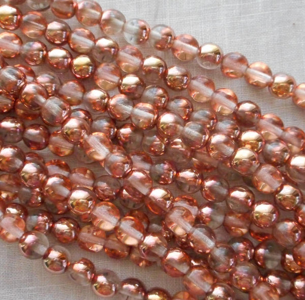 Fifty 6mm Czech glass Apollo Gold druk beads, C3750
