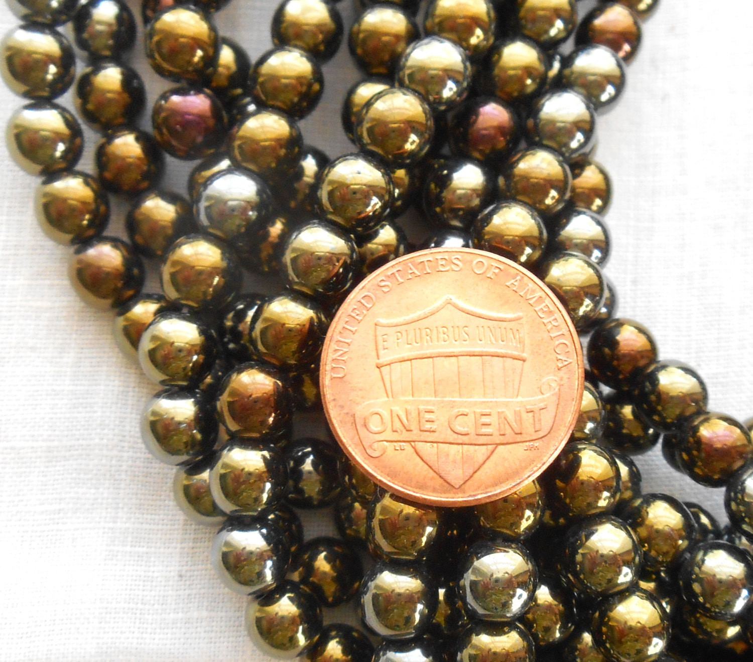 Fifty 6mm Czech Brown Iris, druk pressed glass beads, C1750 - Glorious Glass Beads