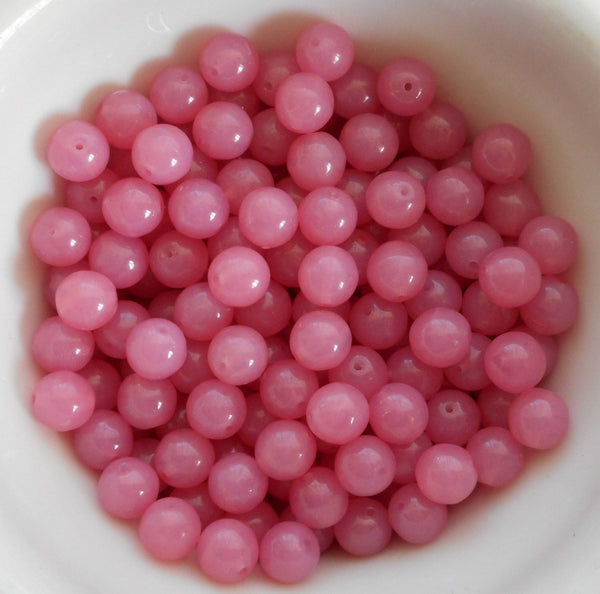 Lot of 25 8mm Czech glass Milky Rose Opal druk beads, C7525