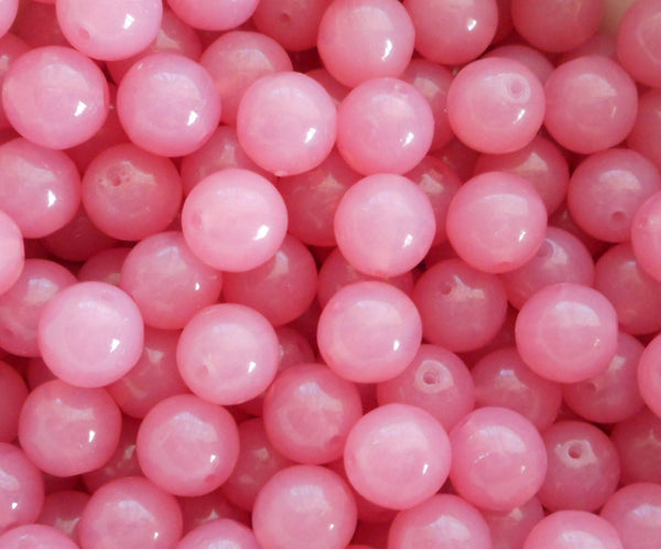 Lot of 25 8mm Czech glass Milky Rose Opal druk beads, C7525 - Glorious Glass Beads