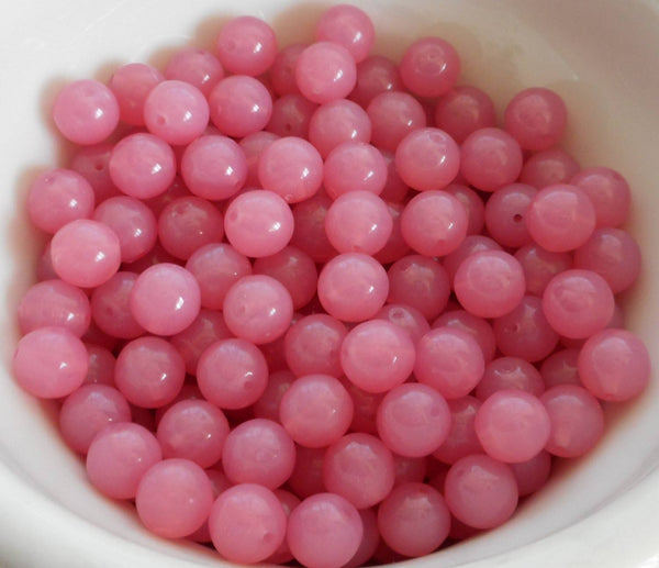 Lot of 25 8mm Czech glass Milky Rose Opal druk beads, C7525 - Glorious Glass Beads