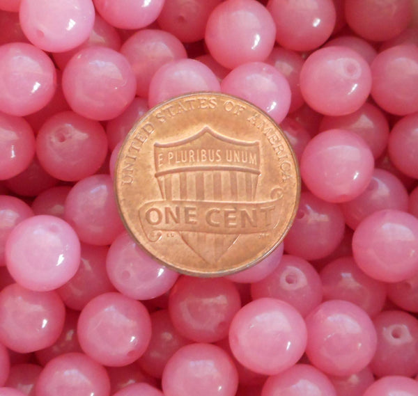 Lot of 25 8mm Czech glass Milky Rose Opal druk beads, C7525 - Glorious Glass Beads