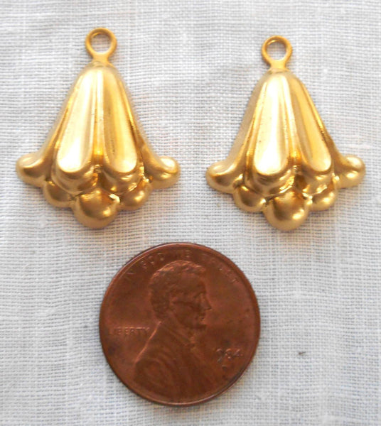 Two Raw Brass Stampings, Victorian dangles, charms, earrings 24mm x20mm, made in the USA, C6802 - Glorious Glass Beads