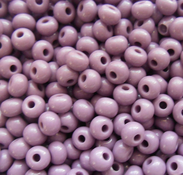 Pkg of 24 grams Light Purple,Opaque Czech Glass 6/0 glass seed beads, size 6 Preciosa Rocaille 4mm spacer beads, big hole, C3924