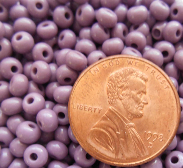 Pkg of 24 grams Light Purple,Opaque Czech Glass 6/0 glass seed beads, size 6 Preciosa Rocaille 4mm spacer beads, big hole, C3924 - Glorious Glass Beads