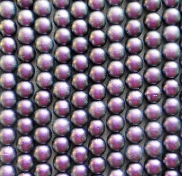 Fifty 6mm Czech glass beads, Polychrome Orchid Aqua, Matte Purple, Lavender smooth round druk beads C34101