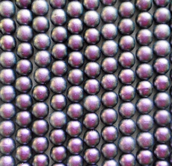 Fifty 6mm Czech glass beads, Polychrome Orchid Aqua, Matte Purple, Lavender smooth round druk beads C34101