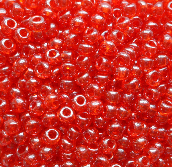 One pkg 24 grams Orange, Haycinth Luster Czech 6/0 large glass seed beads, size 6 Preciosa Rocaille 4mm spacer beads, large, big hole C6624