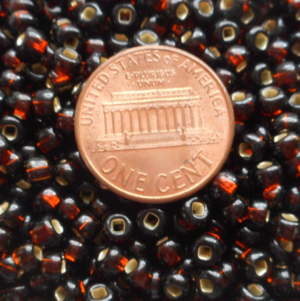 One pkg 24 grams Smoky Topaz, Brown Silver Lined Czech 6/0 glass seed beads, size 6 Preciosa Rocaille 4mm spacer beads, large, big hole C0824 - Glorious Glass Beads