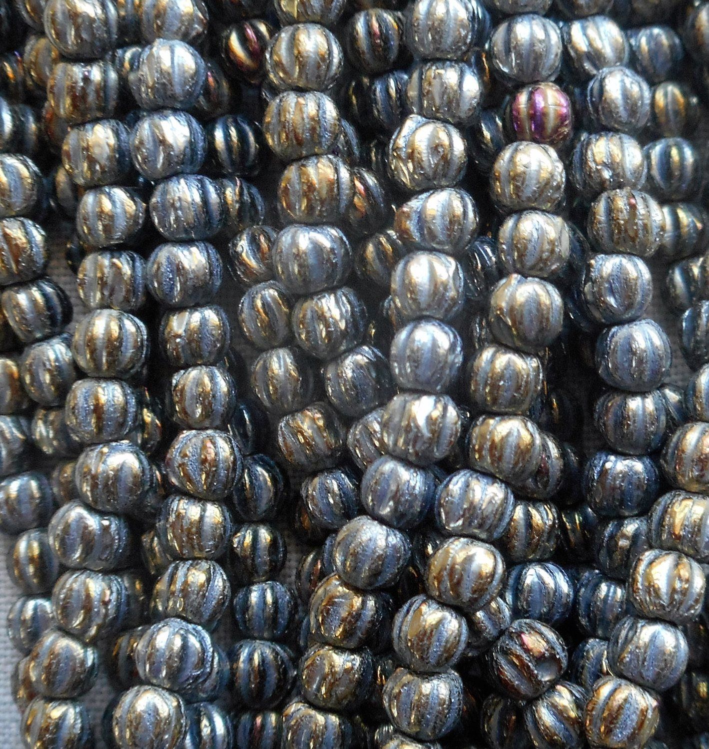 Fifty 3mm Metallic Brown Iris melon beads, Czech pressed glass beads C8550 - Glorious Glass Beads