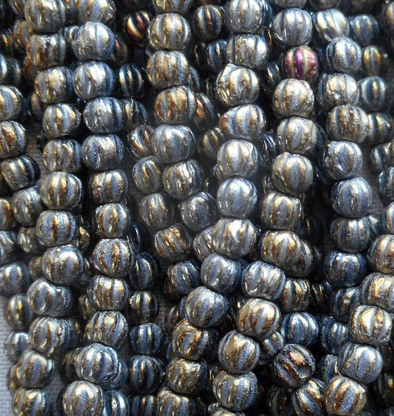 Fifty 3mm Metallic Brown Iris melon beads, Czech pressed glass beads C8550 - Glorious Glass Beads