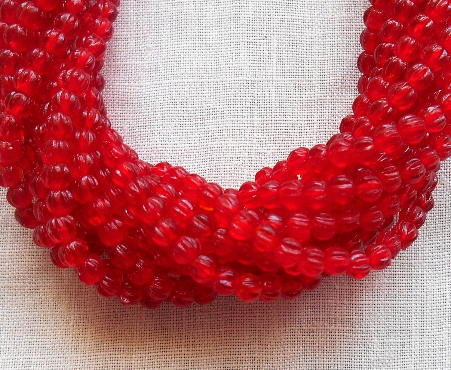 Fifty 3mm Translucent Siam Ruby Red melon beads, Czech pressed glass beads C1650 - Glorious Glass Beads