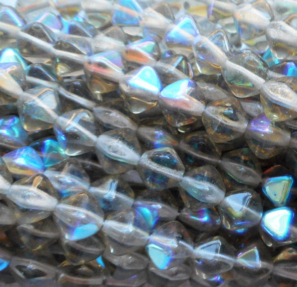 Fifty 6mm Black Diamond AB bicones, pressed glass Czech bicone beads C2701 - Glorious Glass Beads