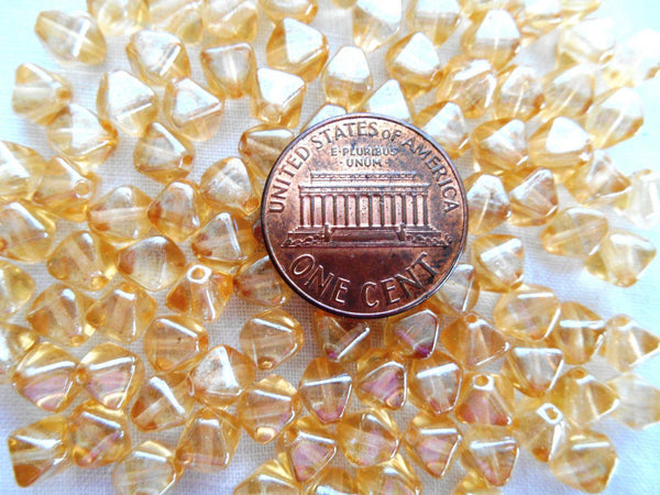 Fifty 6mm Crystal Champagne bicones pressed glass Czech bicone beads, C5350 - Glorious Glass Beads
