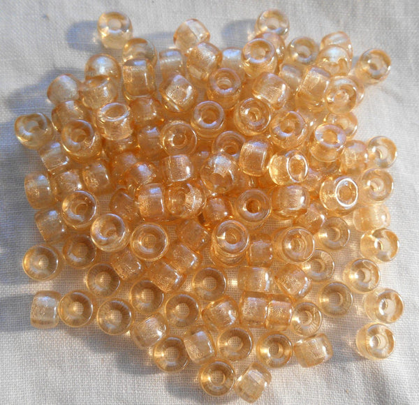 Fifty 6mm Czech Crystal Champagne glass pony roller beads, large hole crow beads, C1550