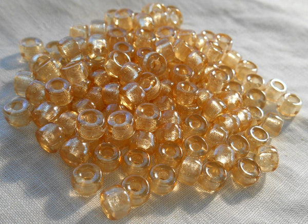 Fifty 6mm Czech Crystal Champagne glass pony roller beads, large hole crow beads, C1550 - Glorious Glass Beads