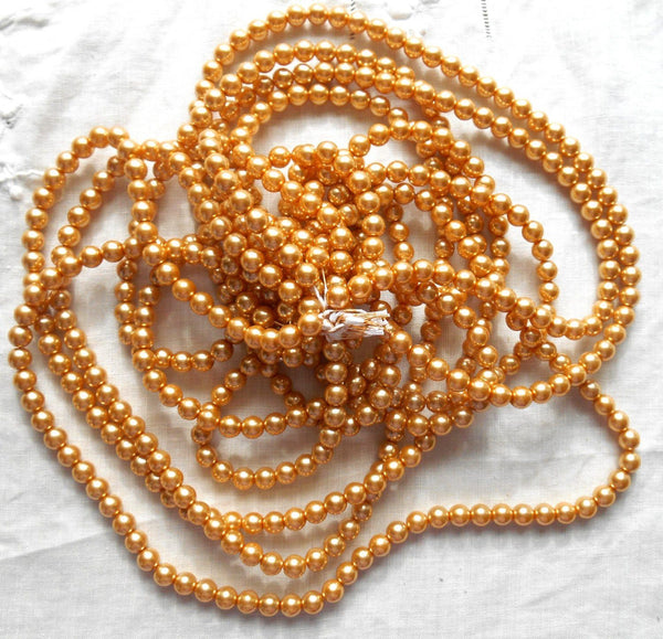 Fifty 6mm Preciosa Czech gold glass pearl druk beads, C5750 - Glorious Glass Beads