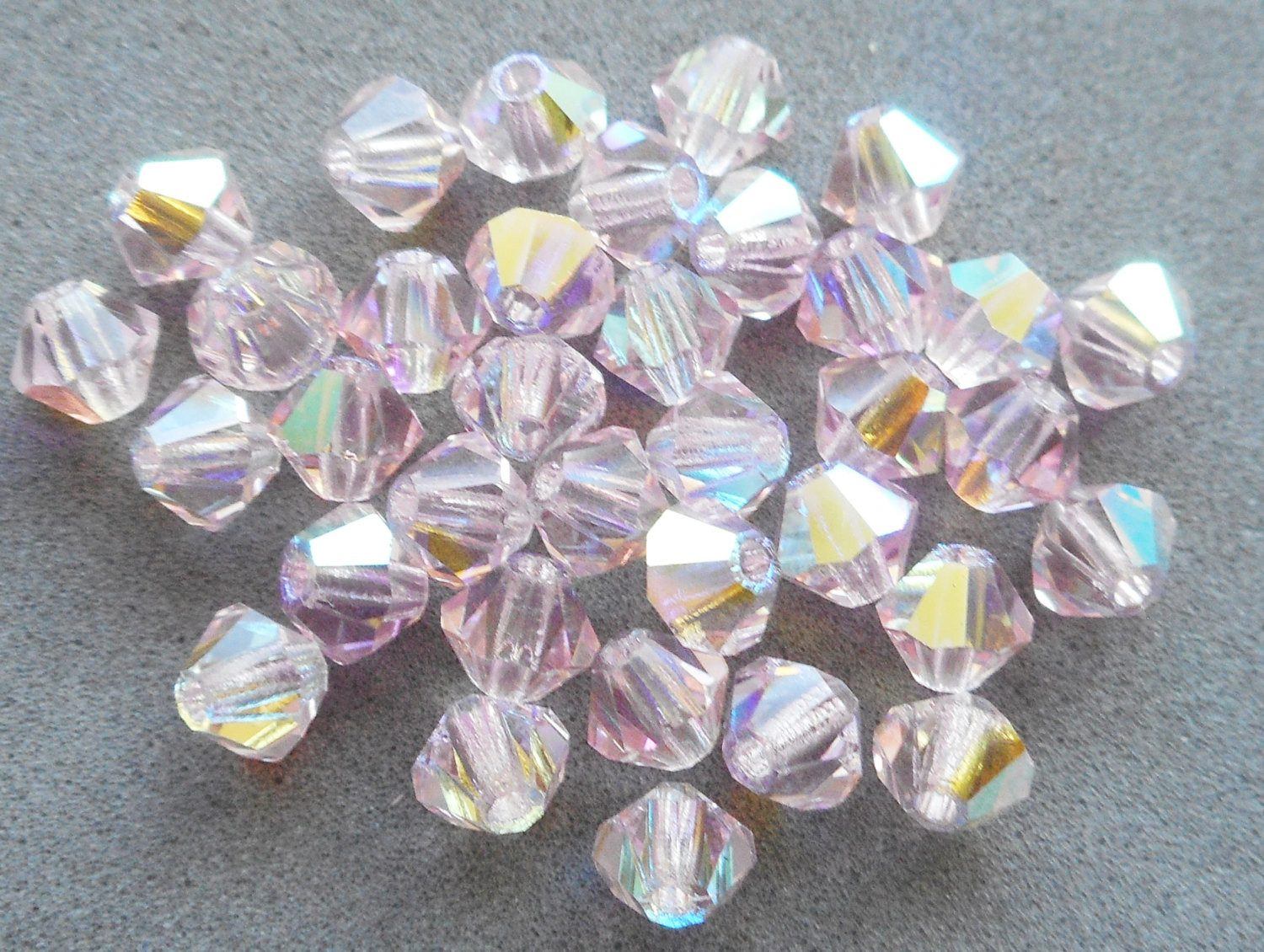 Preciosa Crystal Faceted Round Bead 4mm LIGHT ROSE AB