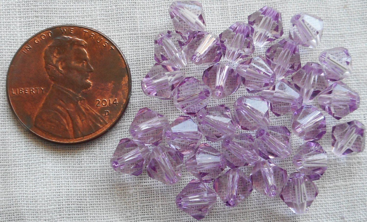 Lot of 24 6mm Light Tanzanite Czech Preciosa Crystal bicone beads, faceted glass purple, lavender bicones C4801 - Glorious Glass Beads