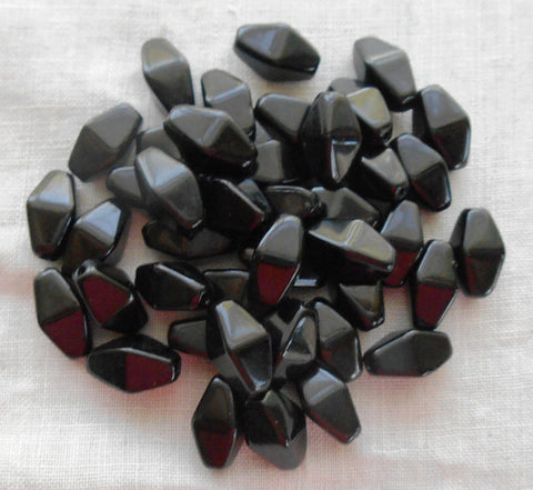 Lot of 25 11mm x 7mm Opaque Jet Black Czech glass lantern or tube beads, C8025 - Glorious Glass Beads