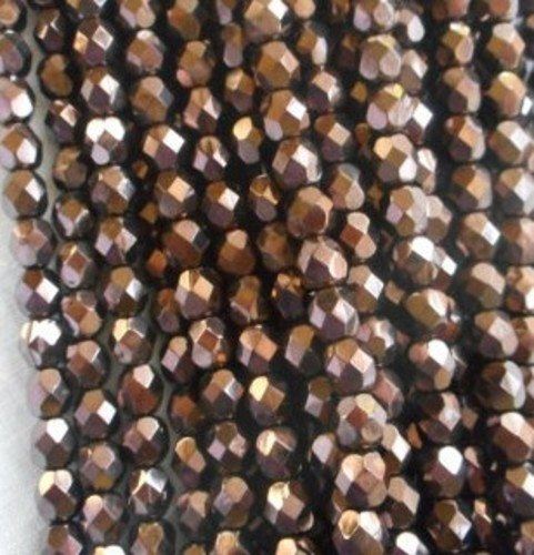 Lot of 25 6mm chocolate bronze, metallic brown beads, firepolished, faceted round Czech glass beads C1725 - Glorious Glass Beads