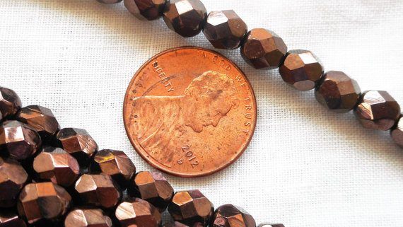 Lot of 25 6mm chocolate bronze, metallic brown beads, firepolished, faceted round Czech glass beads C1725 - Glorious Glass Beads