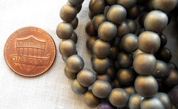 Lot of 25 6mm Czech Matte Green Gray Iris, druk pressed glass beads, C0525 - Glorious Glass Beads
