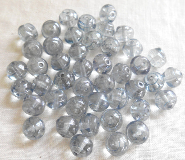 Lot of 25 8mm Czech Baroque Lumi Blue iridescent glass snail beads, C5425 - Glorious Glass Beads