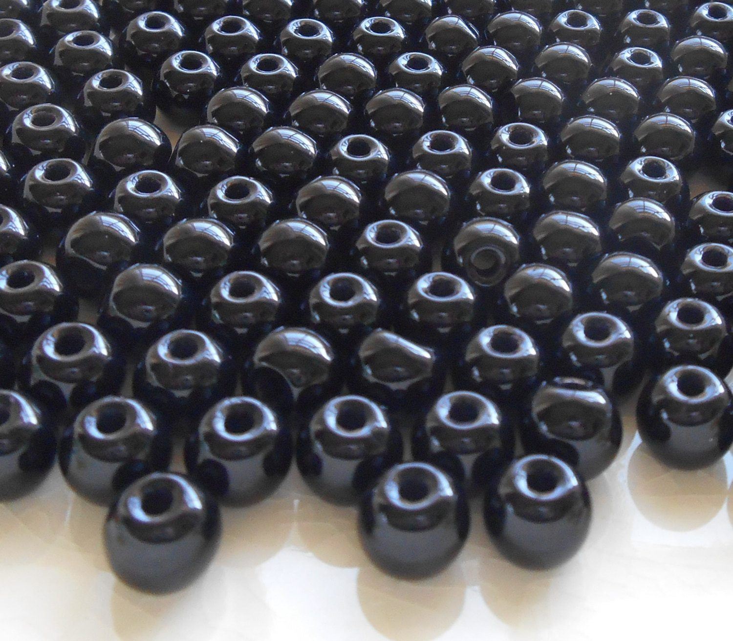90 Czech 6x4mm Tear Drop Black Diamond Beads (40010)