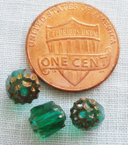 Lot of 25 Teal, Blue Green 6mm crown picasso beads, faceted, firepolished, antique cut, Czech glass beads C1801 - Glorious Glass Beads