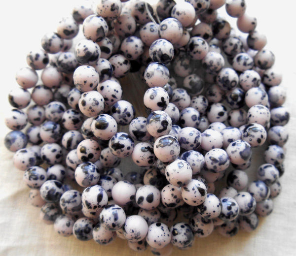 Lot of 30 6mm matte Czech glass druks, lavender speckled bird's egg druk beads, C0901 - Glorious Glass Beads