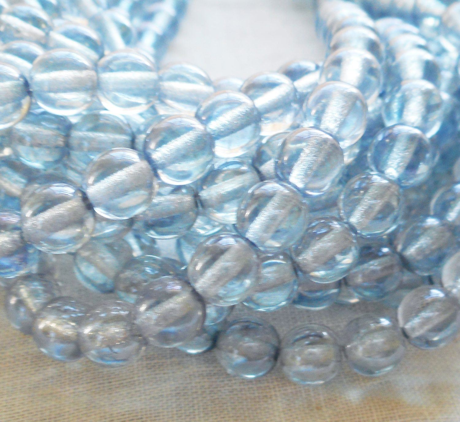 Lot of 50 6mm Czech glass druks, Transparent Blue Luster, smooth round druk beads C9750 - Glorious Glass Beads
