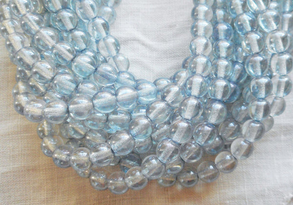 Lot of 50 6mm Czech glass druks, Transparent Blue Luster, smooth round druk beads C9750 - Glorious Glass Beads