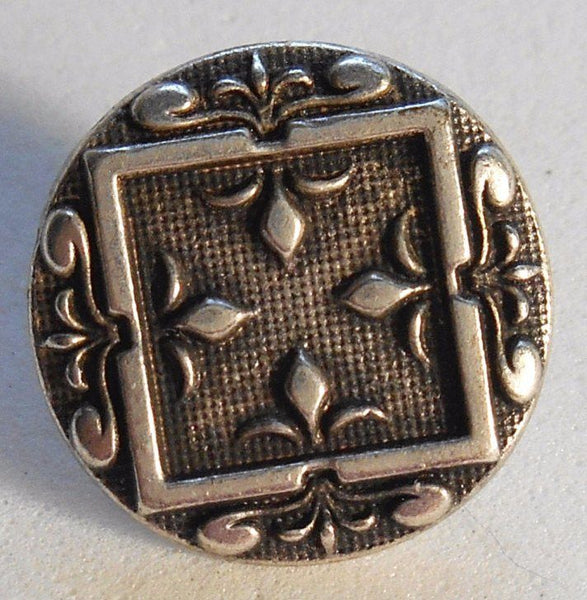 One 15mm Silver Tone Metal Alloy decorative button, fleur de lis, C0411