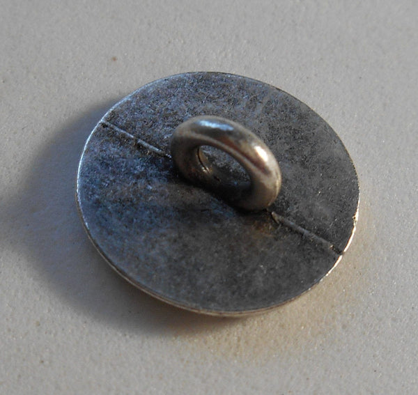 One 15mm Silver Tone Metal Alloy decorative button, fleur de lis, C0411 - Glorious Glass Beads