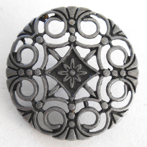 One gun metal decorative shank button with openwork, 24mm, C5311 - Glorious Glass Beads
