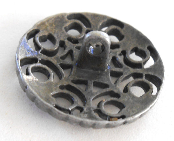One gun metal decorative shank button with openwork, 24mm, C5311 - Glorious Glass Beads