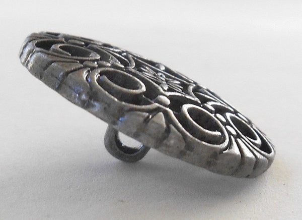 One gun metal decorative shank button with openwork, 24mm, C5311 - Glorious Glass Beads