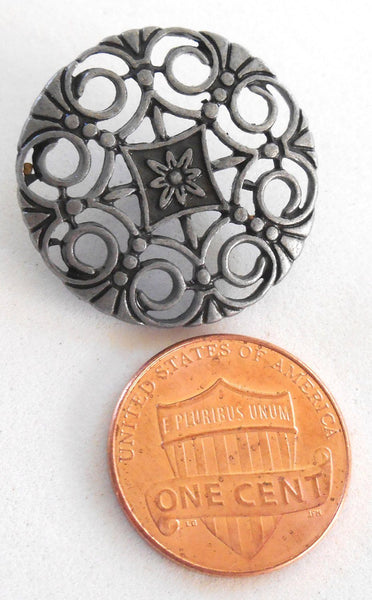 One gun metal decorative shank button with openwork, 24mm, C5311 - Glorious Glass Beads