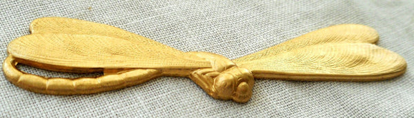 One raw brass stamping, art nouveau, deco, dragonfly, pendant, charm, connector, 57mm by 10mm, made in the USA C9201 - Glorious Glass Beads