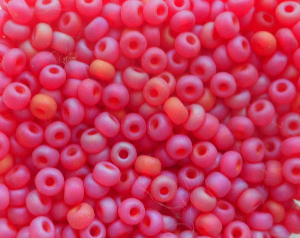 Pkg 24 grams Matte Ruby Red AB 6/0 Czech glass seed beads, Preciosa Rocaille 4mm spacer beads, C0601 - Glorious Glass Beads