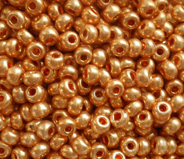Pkg 24 grams size 6/0 Shiny Metallic Gold Czech glass seed beads , Preciosa Rocaille 4mm spacer beads, large, big hole C9524